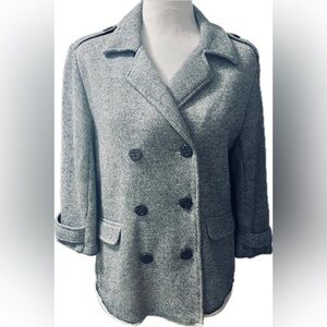 CAbi Reverse Lace Double-Breasted Pea Coat Gray Size M